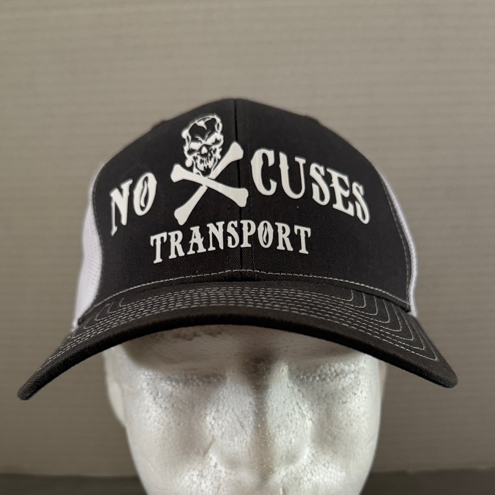 No Xcuses Transport Skull Crossbones Truckers Hat SnapBack Richardson Model 112